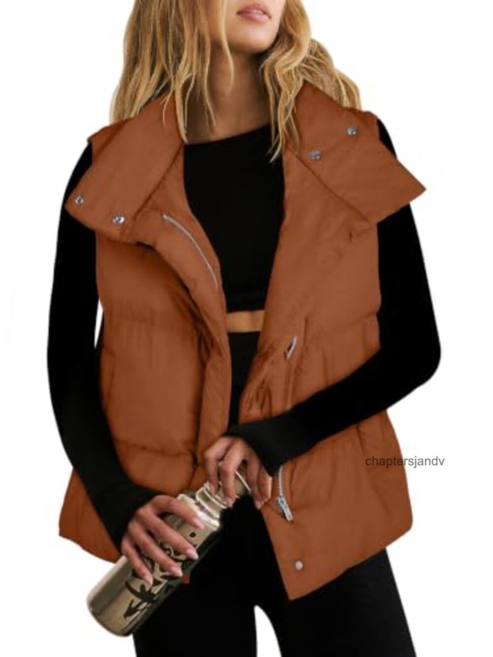 Quilted Puffer Vest Womens Zip Up Padded Winter Gilet Sleeveless